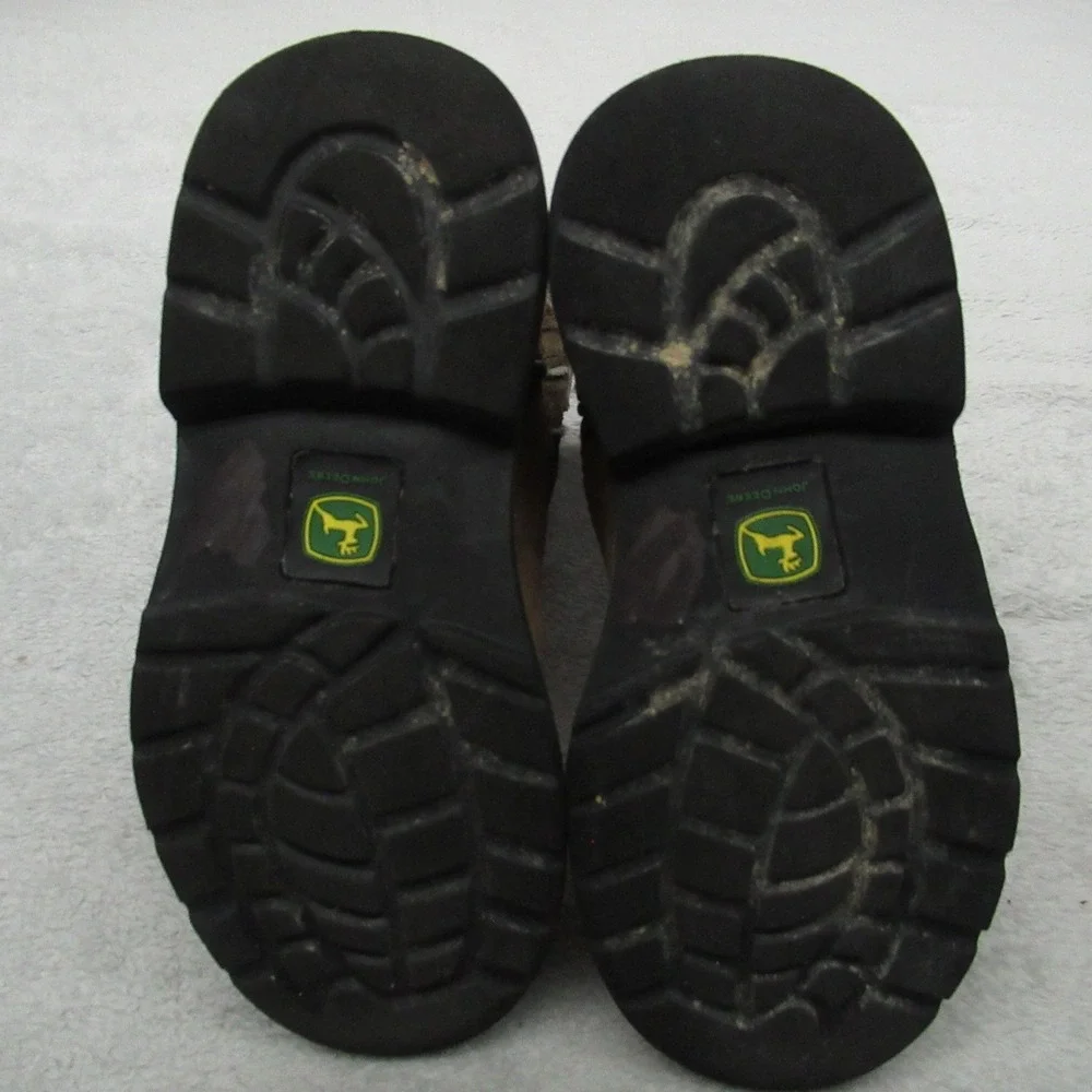 John Deere Kids 11.5M Boots Brown Camo Leather Western Popper Pull-On‎ Outdoor
